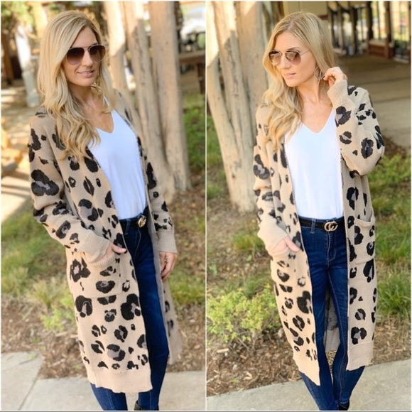 LAST ONE! Leopard Print Long Sweater Cardigan - Picture 2 of 2